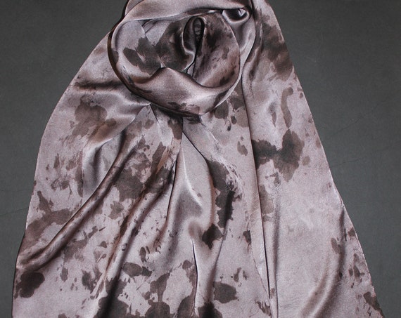 Hand dyed silk satin scarf