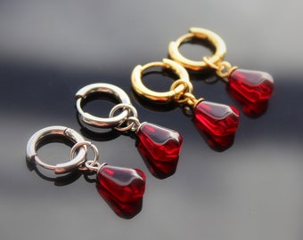 Pomegranate seed hoop earrings 14K gold plated stainless steel, non tarnish jewelry