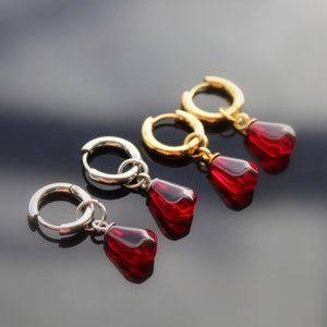 Pomegranate seed hoop earrings 14K gold plated stainless steel, non tarnish jewelry