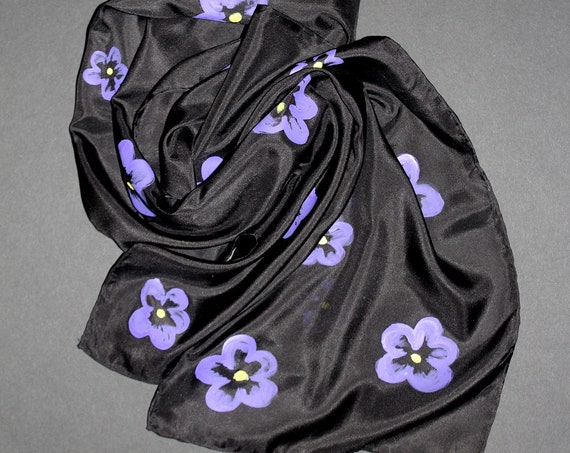 Forget me not hand painted silk scarf, Armenian forget me not, Armenian Genocide symbol