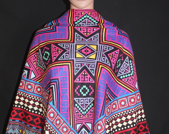 42-42 in warm wrap,shawl,multicolor ethnic accessory,Indian american,Native Pattern,Geometric pattern,Winter wrap,Tribal gift,Gift for her