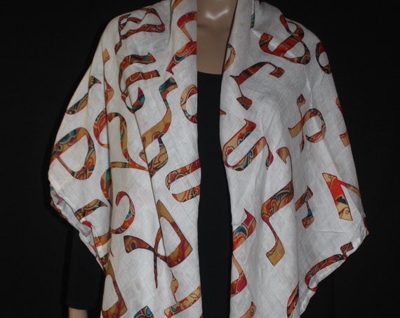 50-50 in Armenian alphabet cotton muslin blanket shawl wrap