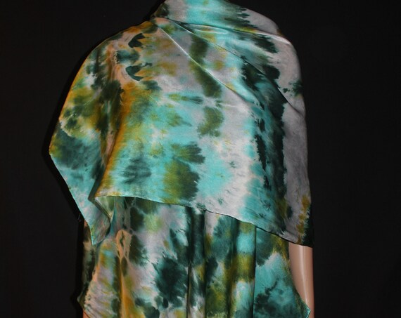 hand dyed 25-75 in Pure silk satin scarf, Ready to ship