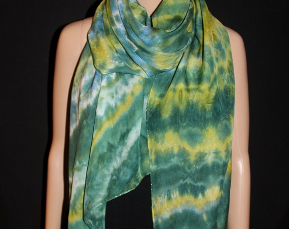 One day US shipping hand dyed 27-77 in silk chiffon scarf, Ready to ship