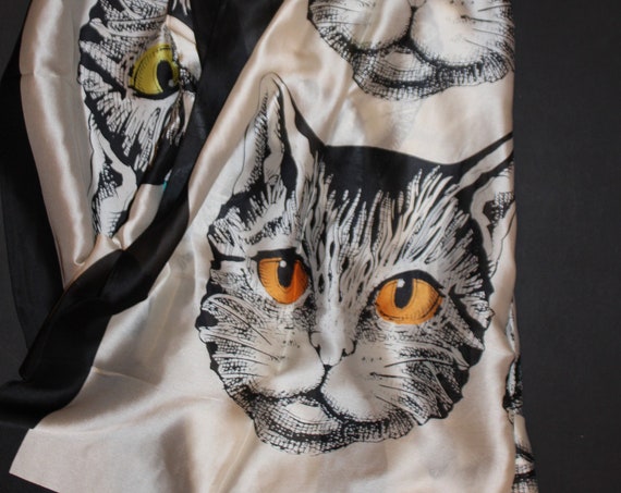 34-73 in cat scarf,Cat lover gift scarf,Cat gift,Extra large scarf,Animal print scarf,Pet Lover Gift