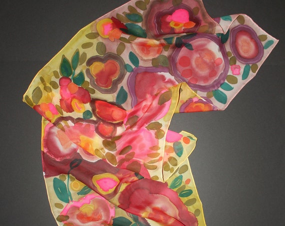 Hand painted floral summer scarf