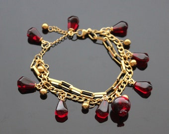 Adjustable 18K gold  plated stainless steel pomegranate bracelet