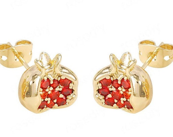 Pomegranate stud earrings