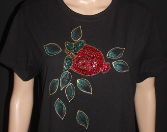 Hand painted pomegranate t shirt Sparkle non toxic colors