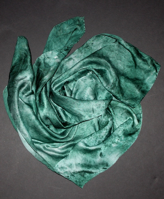 27-27 in hand dyed silk satin square scarf