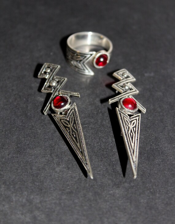 Armenian medieval ornament sterling  silver jewelry set