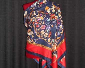 Large square bird scarf 50-50 in