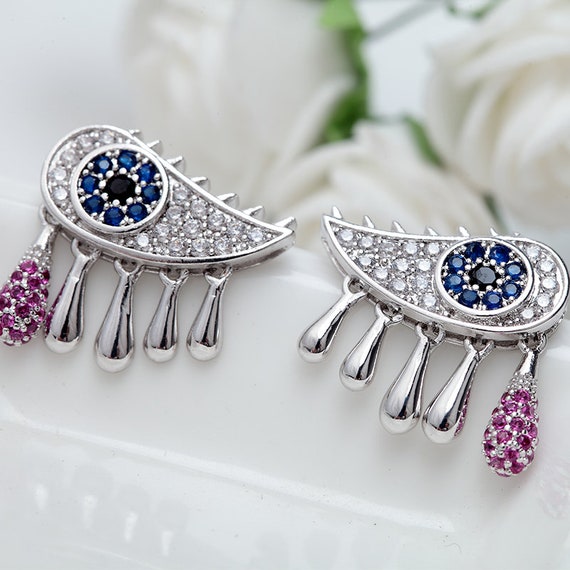 Angle Eyes Statement Earrings Gold and silver plated