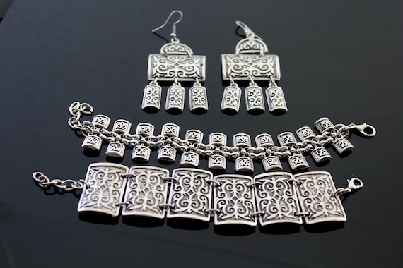 Armenian traditional jewelry set silver plated stainless steel