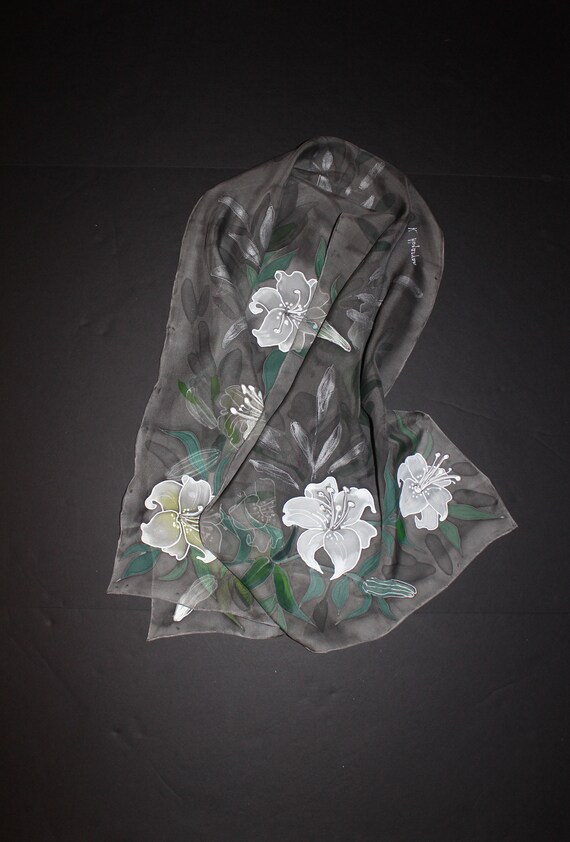 Hand painted Lilly scarf