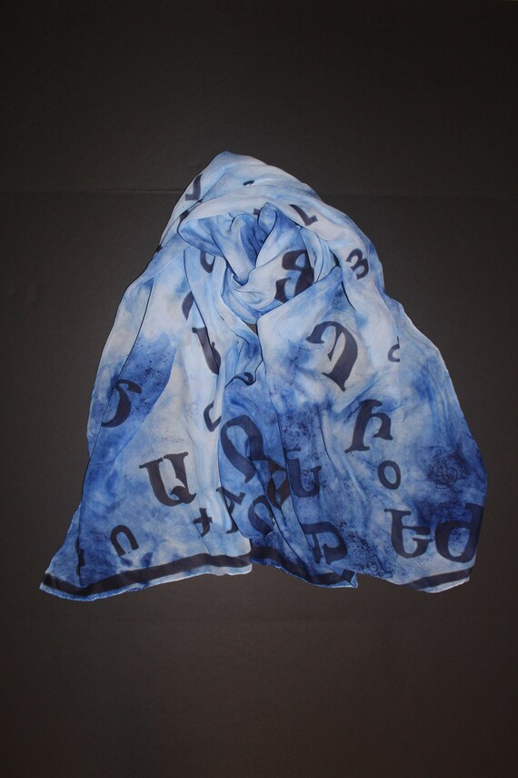 Hand painted and hand dyed Armenian letter scarf