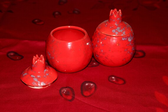 Ceramic Pomegranate Shape Tea Cans Snack Storage with leads