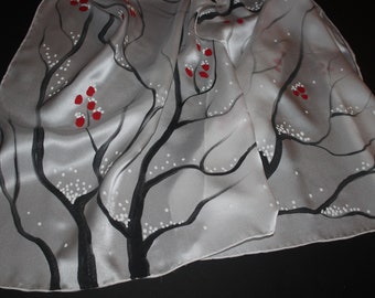 Hand painted winter scarf snowflakes