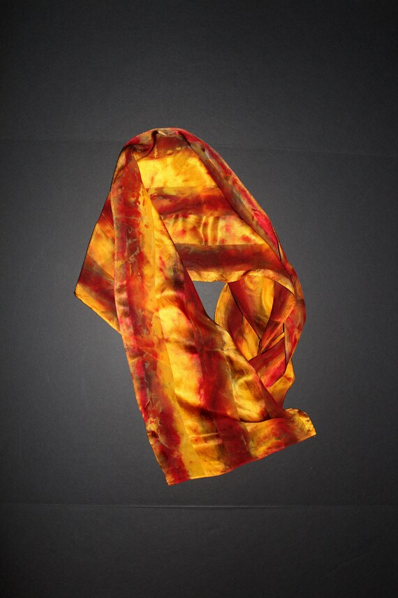 Umber pattern 63-11 in Hand dyed silk satin scarf