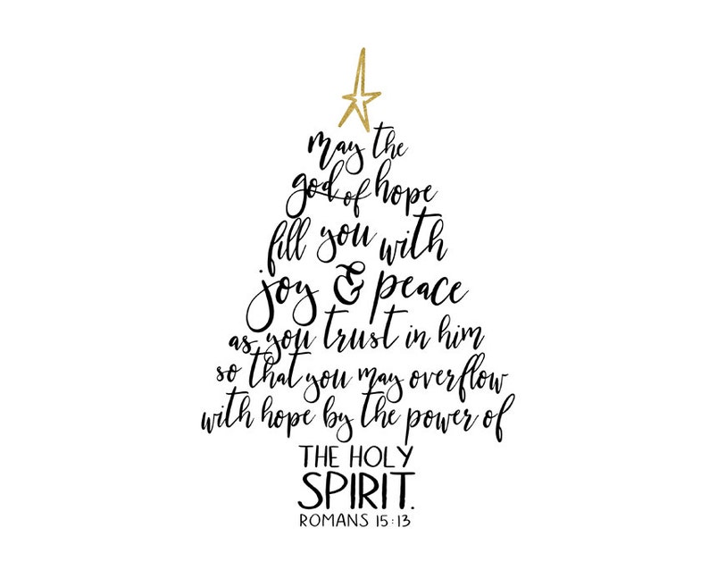 Romans 1513 Scripture, Christmas Tree BLACK N GOLD, INSTANT Download