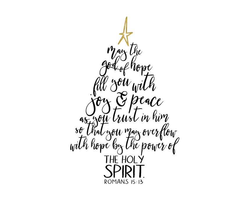 Romans 1513 Scripture, Christmas Tree BLACK N GOLD, INSTANT Download