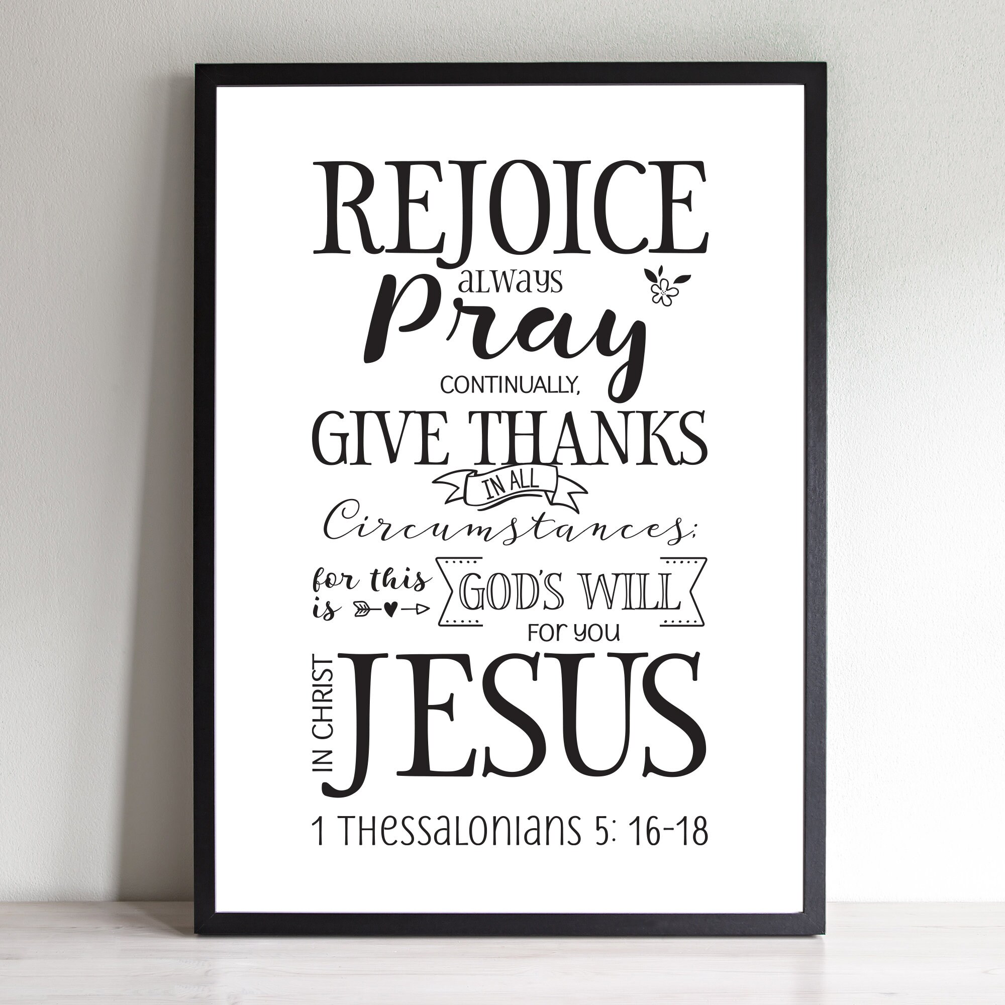 1 Thessalonians 5:16-18 Scripture, BLACK, INSTANT Download - Printable ...