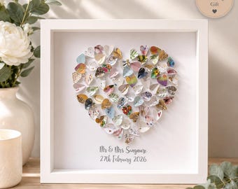 Wedding Card Collage keepsake frame ‘hearts’ 1st anniversary gift, husband / wife gift, wedding gift, idea for wedding cards