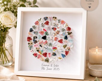 Wedding card frame | personalised wedding keepsake | wedding gift | 1st anniversary paper gift | engagement keepsake | paper hearts collage