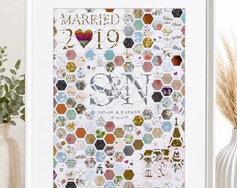 Wedding Card Hexagon Collage keepsake frame | newlywed keepsake | first anniversary gift | wedding card ideas | husband/wife gift