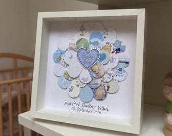New baby card collage frame | baby boy gift | boy nursery decor | birth keepsake | personalised frame | nursery wall art | baby keepsake