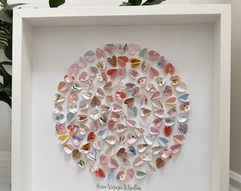 New baby girl birth cards heart collage keepsake frame, nursery decor