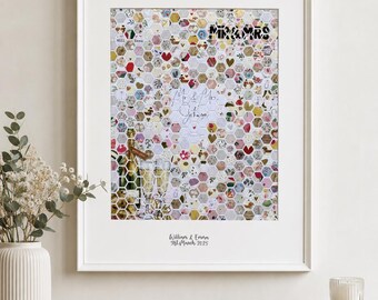 Wedding Card Collage Frame | Personalised Mr and Mrs Wall Art | Custom Wedding Gift | Couples Keepsake | Anniversary Gift for Couple