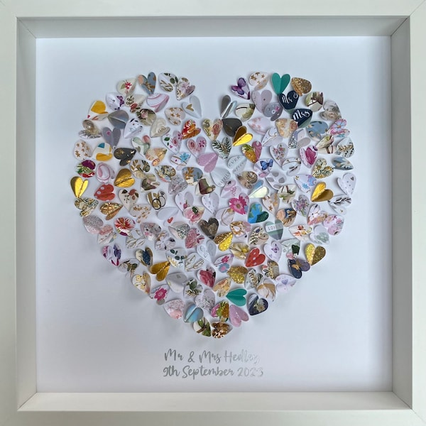 Wedding Card Keepsake Frame ‘heart of hearts’ 35x35cm