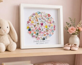 New baby card collage frame | baby girl keepsake   | personalised baby/christening/1st  birthday gift | girl nursery decor / birth keepsake