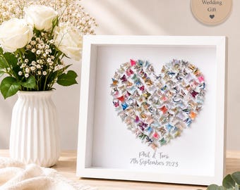 Butterfly wall art | framed wedding cards | wedding keepsake | 1st anniversary gift | wedding gift | wedding frame | gift for wife/husband