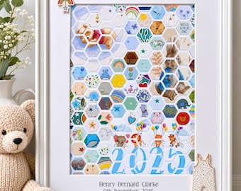 Nursery wall art | baby keepsake | boy nursery decor | baby boy gift   | christening gift | birth keepsake | personalised baby name frame