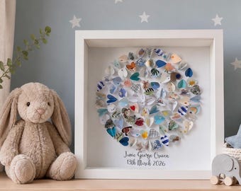 New baby card collage frame | baby boy keepsake | baby boy gift | personalised nursery wall art | christening/1st birthday gift