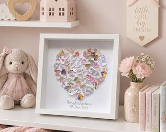 New baby card collage frame | baby keepsake | girl nursery wall art christening/ 1st birthday gift | personalised baby girl gift
