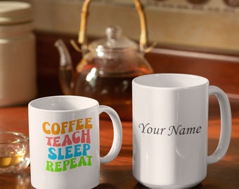 Ceramic Coffee Mugs with Saying. 2 sizes. You can add a name.