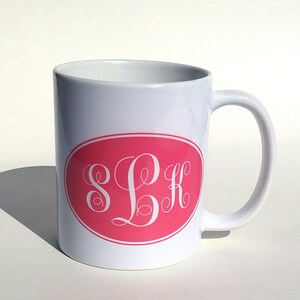 Personalized Monogram Ceramic Mug with your Initials on both sides.