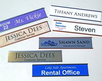 Office Wall Name Plates. Metal. Two Sizes.  Several Colors. Personalized for your Office
