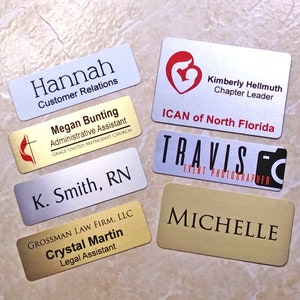 Metal Wearable Magnetic Name Tags for Business or Work - Brushed Gold or Silver.