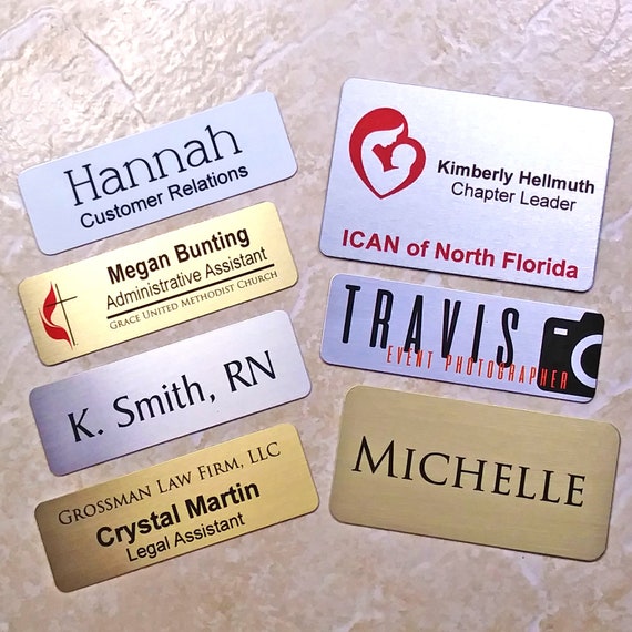 Metal Wearable Magnetic Name Tags for Business or Work Brushed Gold or  Silver. 