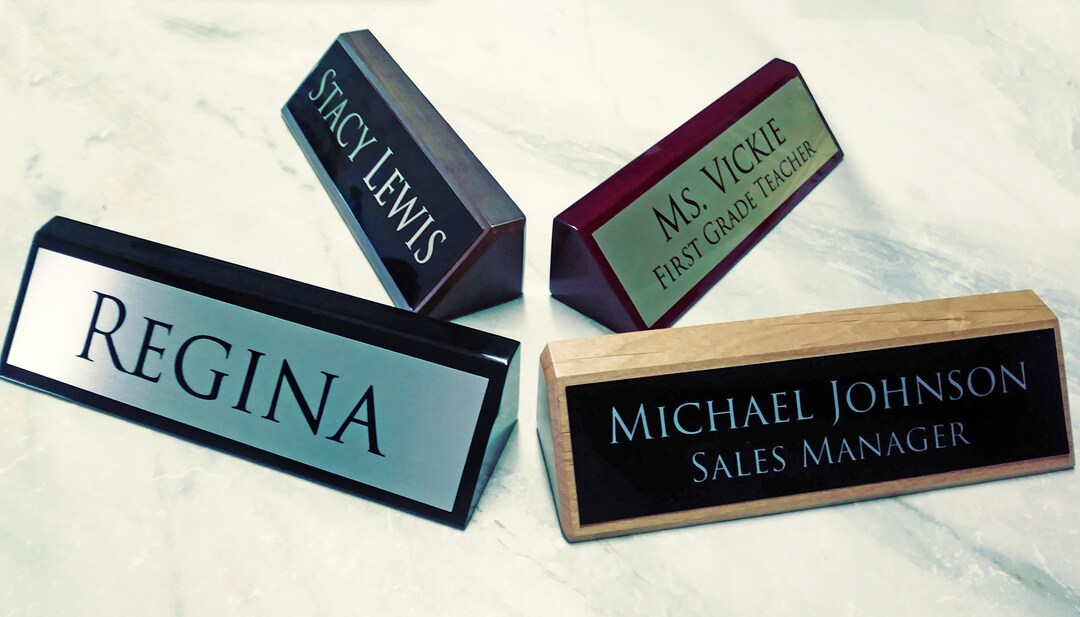 Desk Name Plates. Wood. Several Colors. Personalized for Your Desk. Etsy
