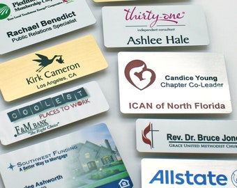 Metal Name Tags personalized for your Business or Work, Magnetic with logos
