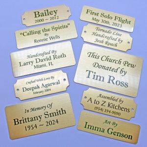 Ten Art Frame Brass Name Plates. For Paintings and Photography. Set of 10 IDENTICAL Plates. Also For Crafts and Furniture. image 2