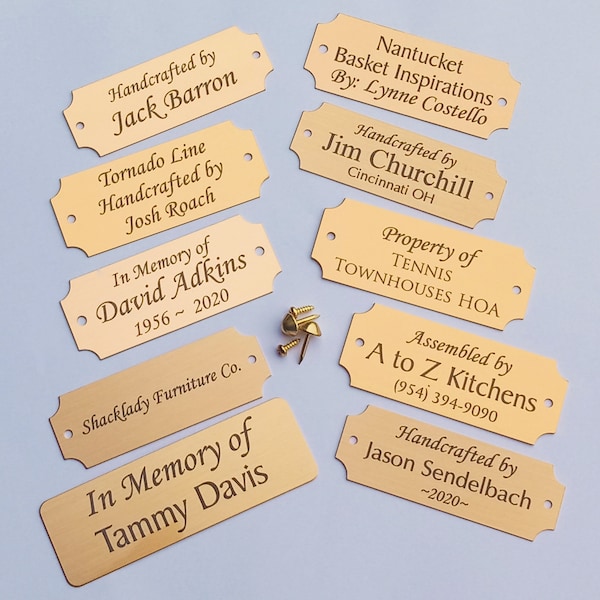 Ten Art Frame Brass Name Plates. For Paintings and Photography. Set of 10 IDENTICAL Plates.  Also For Crafts and Furniture.