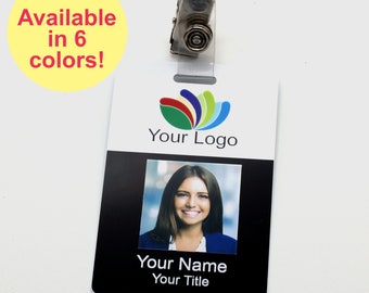 Photo ID Badge with your Logo, Photo and Name, Strap Clip