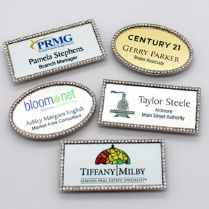 Wearable Magnetic Rhinestone Bling Name Tags. With your Logo and Names