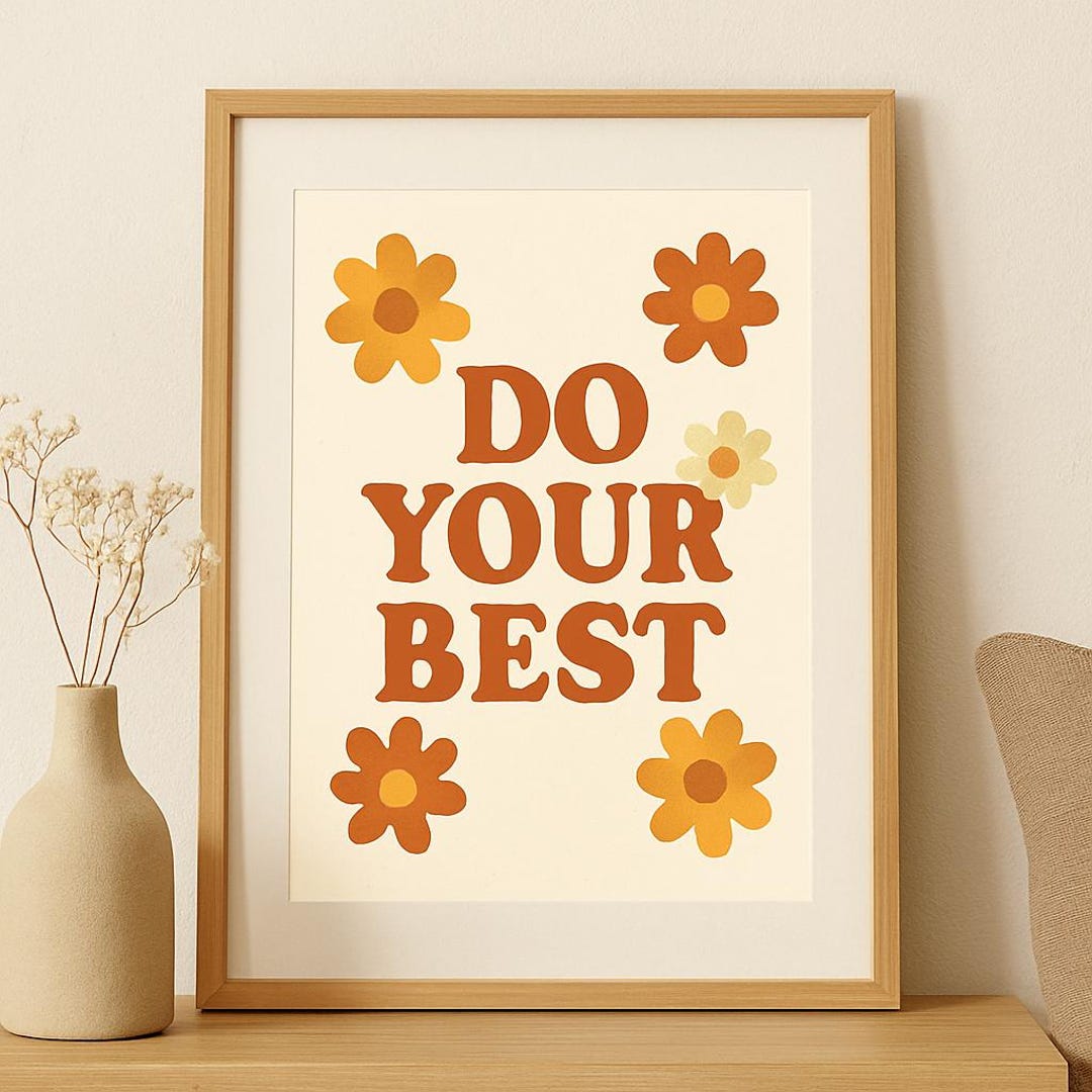 Do Your Best Wall Art Printable | Boho Motivational Quote | Retro Daisy ...